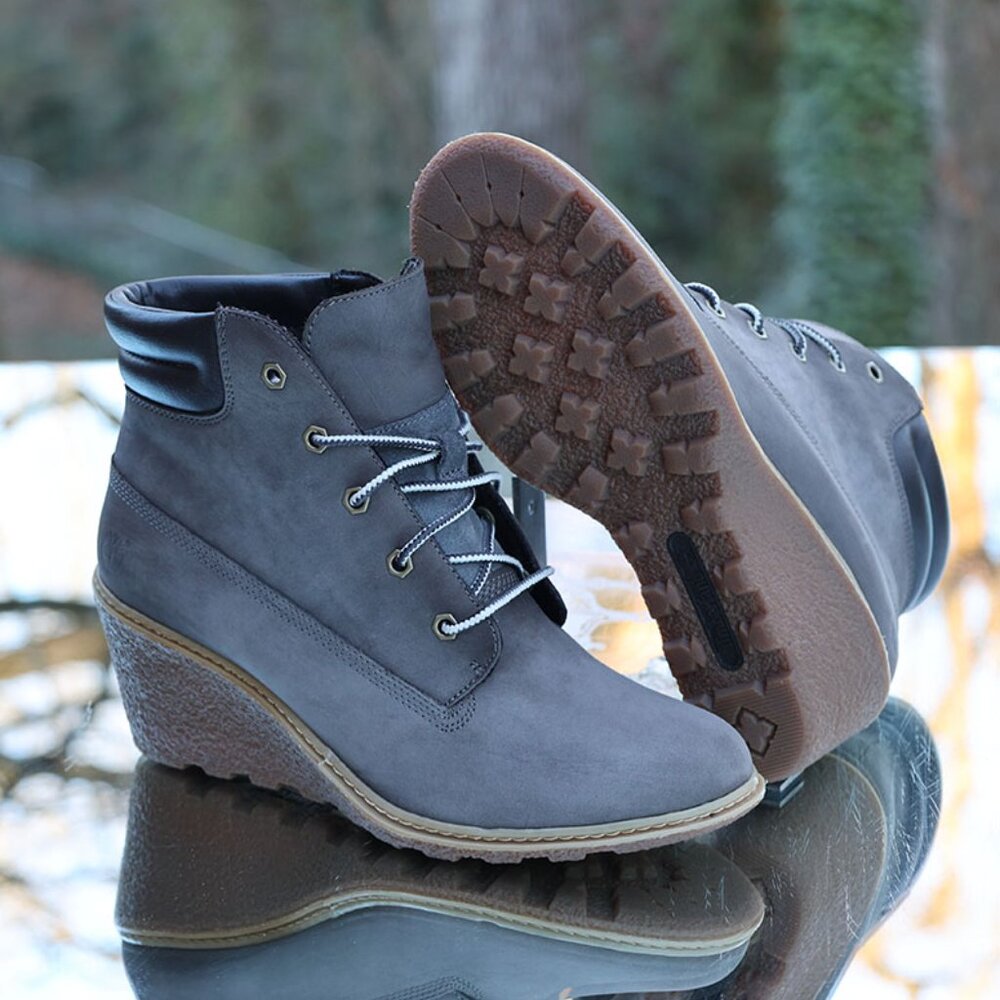 Timberland Amston Wedge 6 Inch Boots Grey - Picture 3 of 13